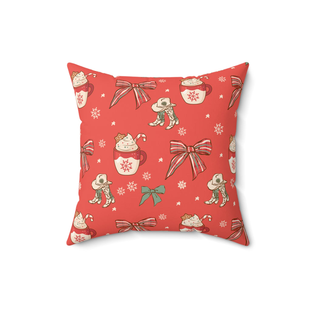 Hot Cocoa Club Faux Suede Pillow