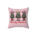 Howdy Christmas Faux Suede Pillow Pink