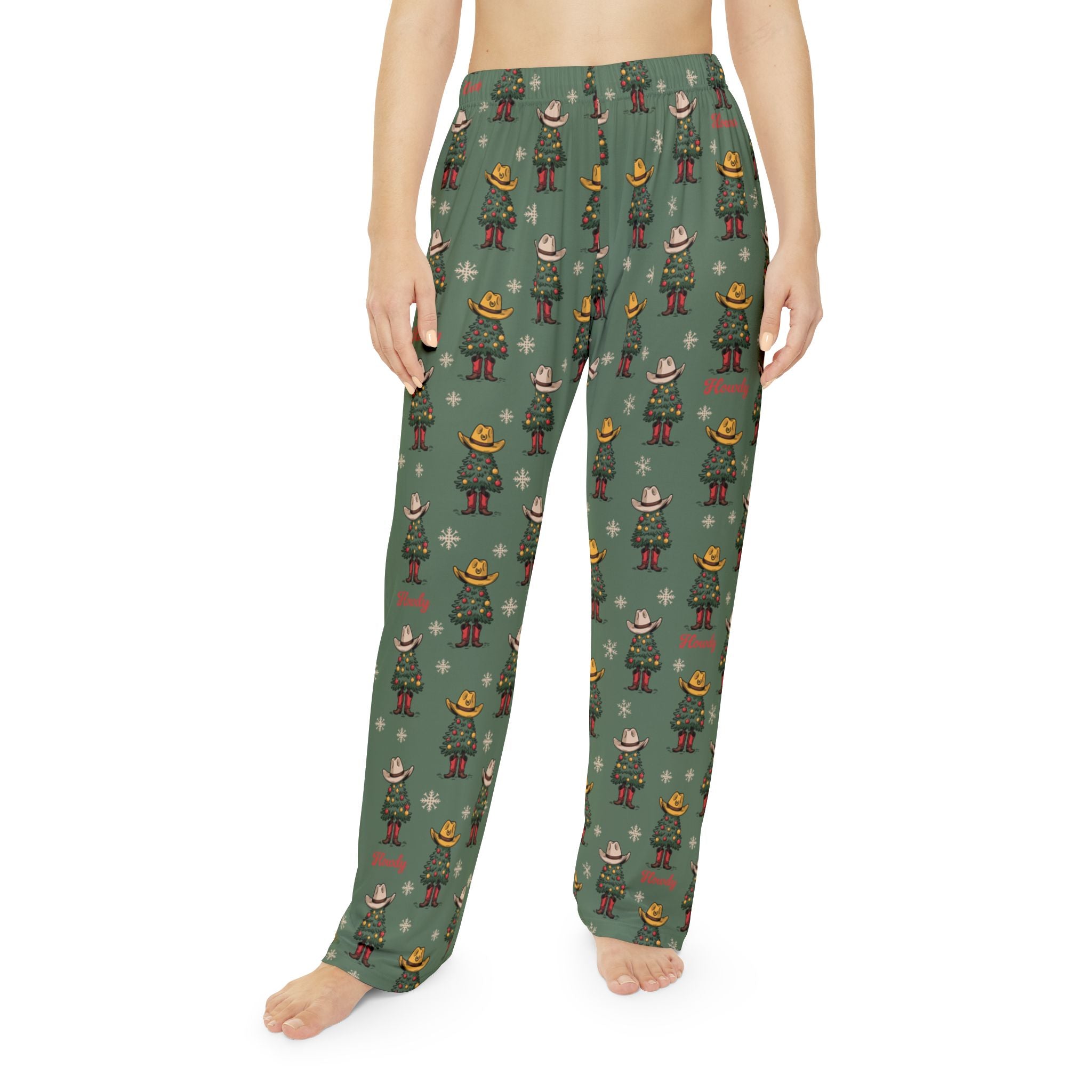 Womens Howdy Christmas Tree PJ Pant Green