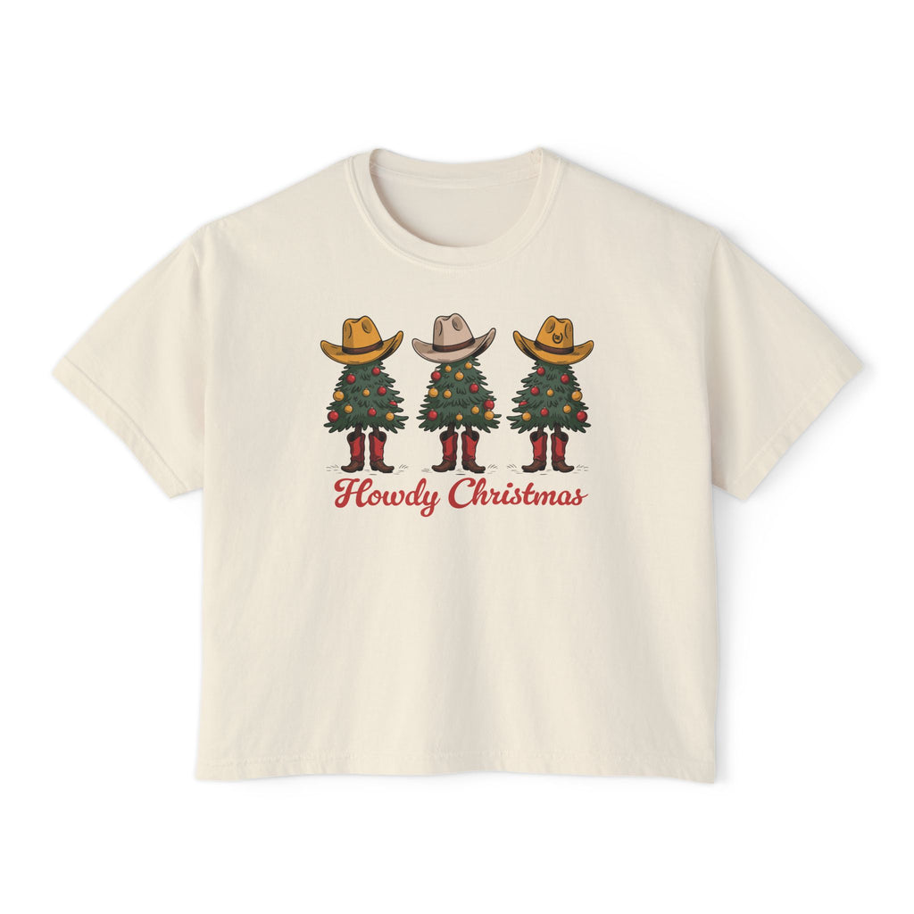 Howdy Christmas Garment Dyed Boxy Crop Tee