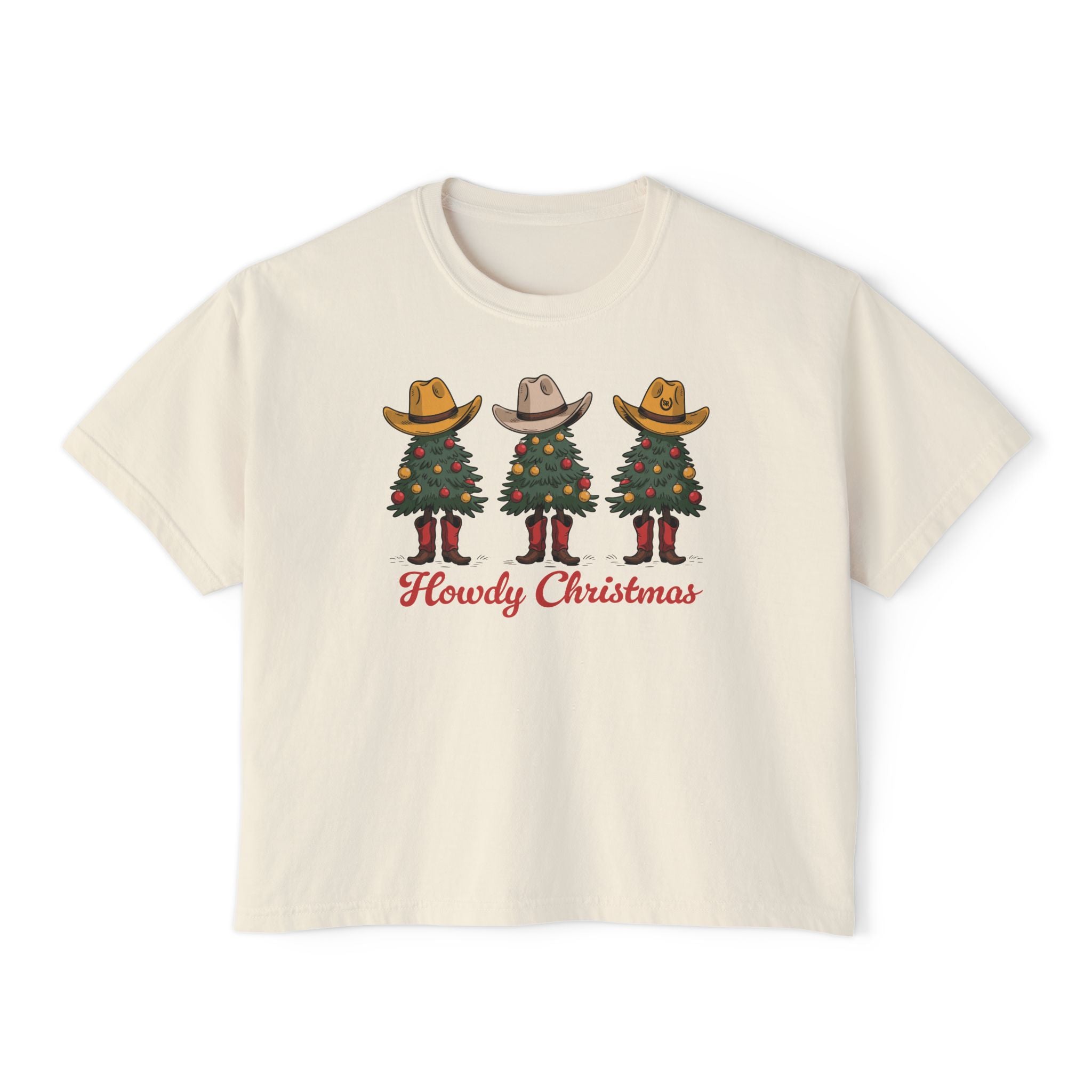 Howdy Christmas Garment Dyed Boxy Crop Tee