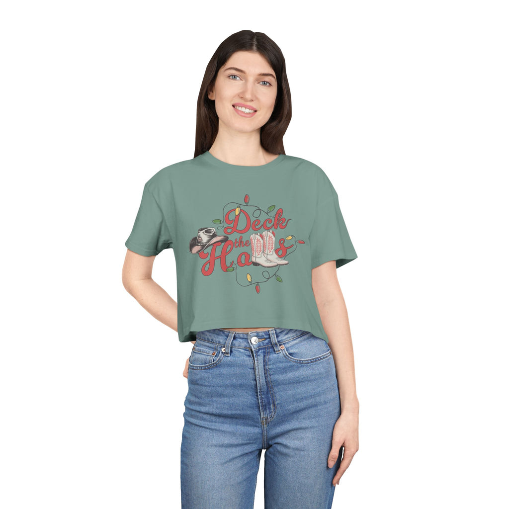 DECK THE HALLS BOXY CROP TEE