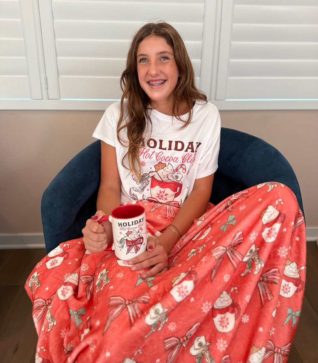 Hot Cocoa Club Velveteen Plush Blanket