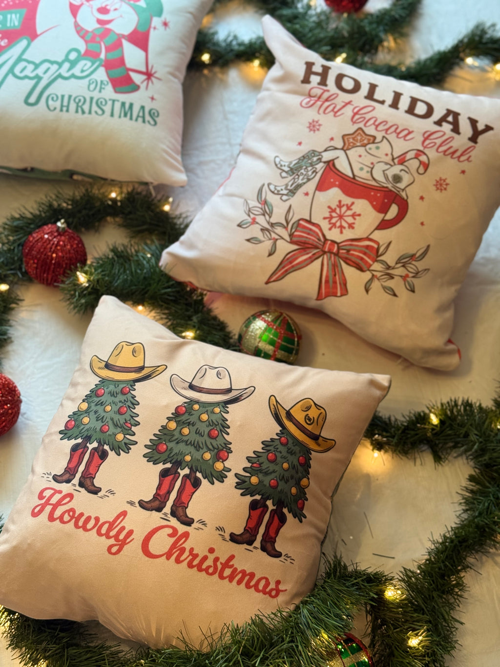 Hot Cocoa Club Faux Suede Pillow