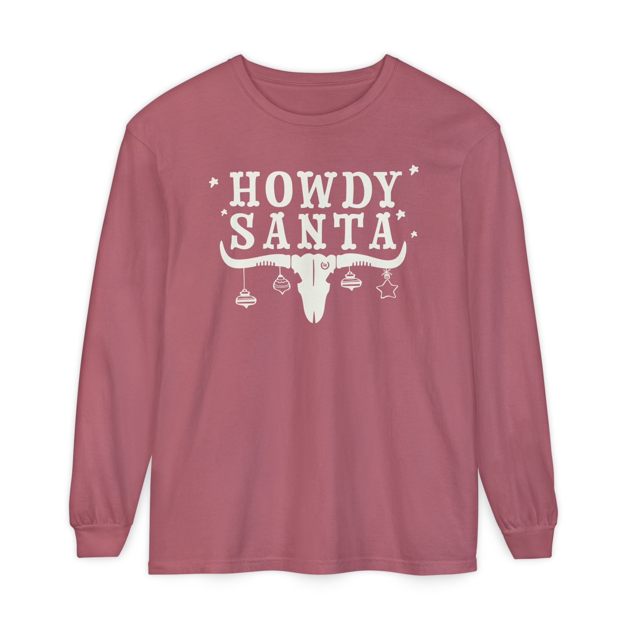 Howdy Santa Garment Dyed Long Sleeve Tee