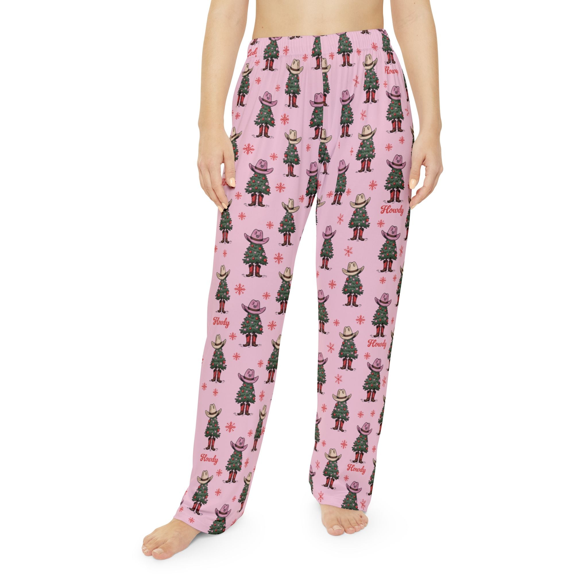 Womens Howdy Christmas Tree PJ Pant Pink
