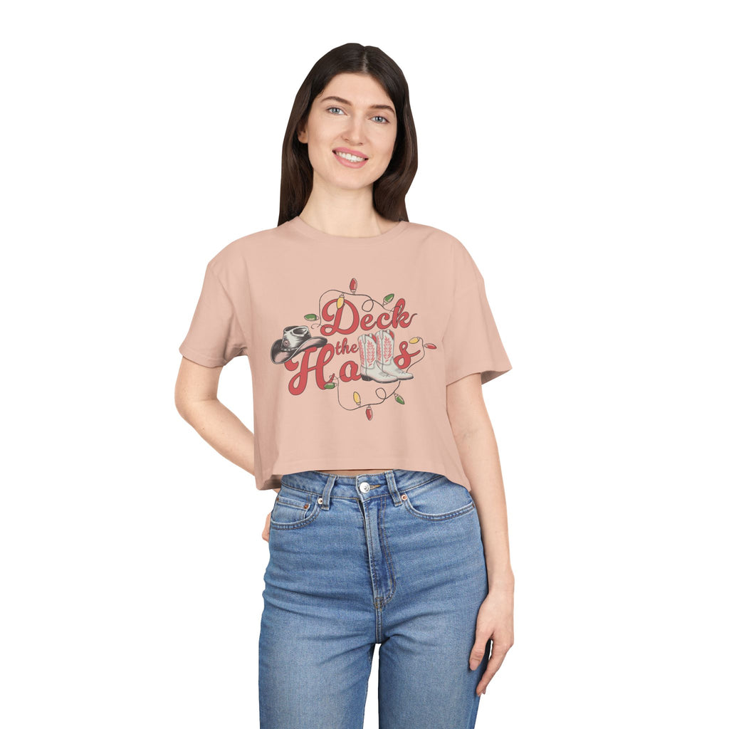 DECK THE HALLS BOXY CROP TEE