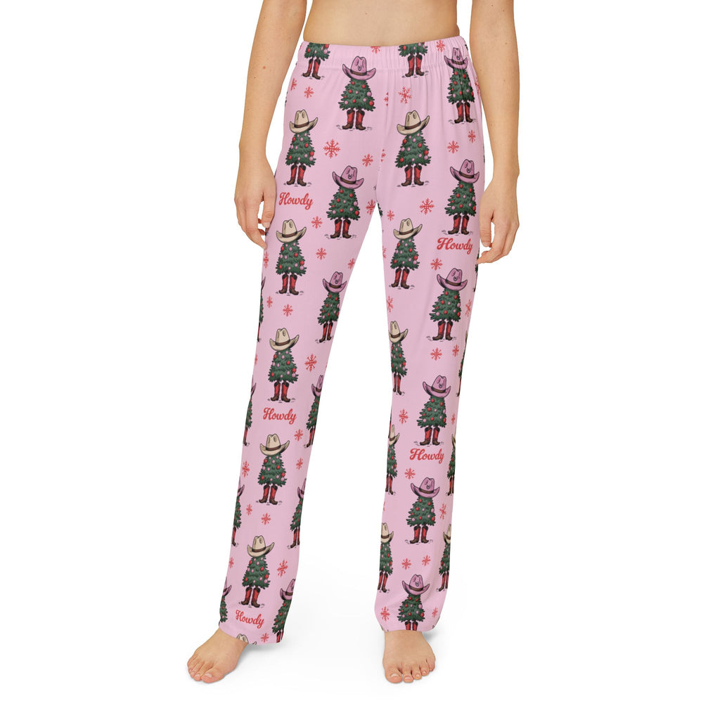 Youth Howdy Christmas Tree PJ Pant Pink
