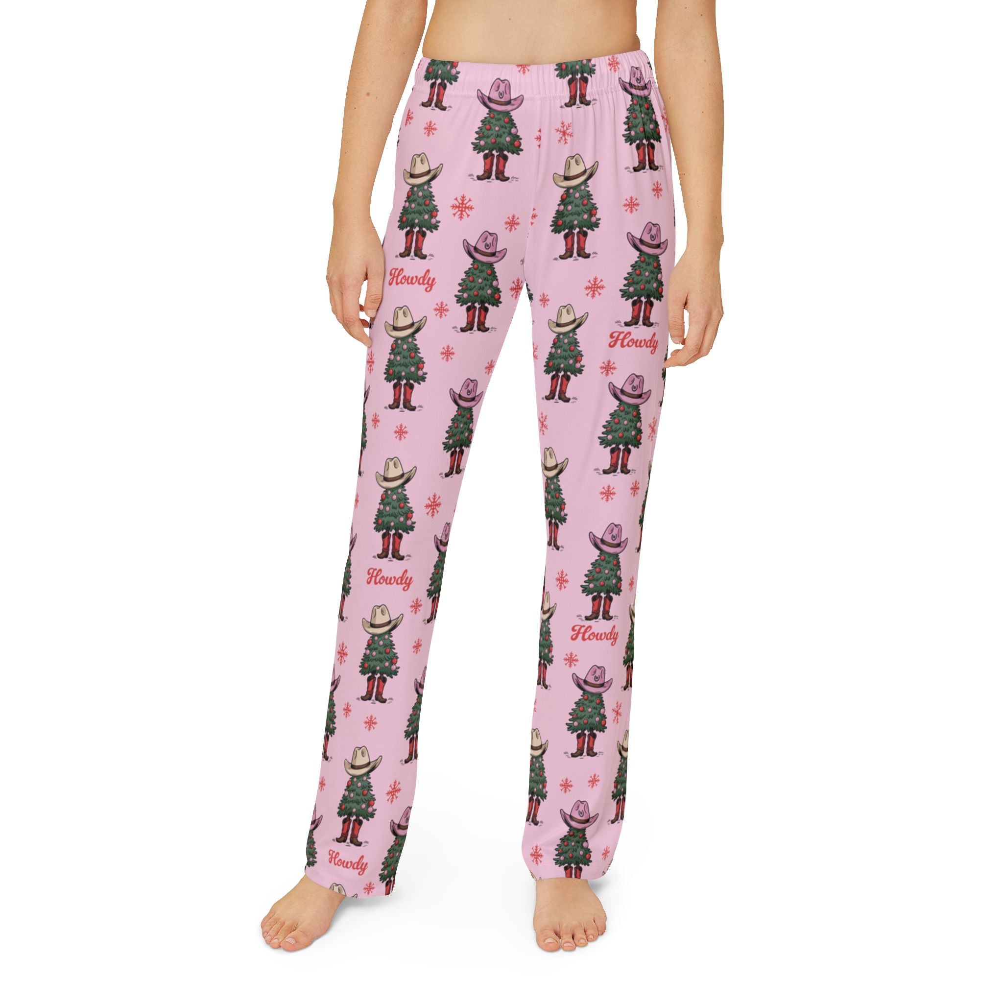 Youth Howdy Christmas Tree PJ Pant Pink