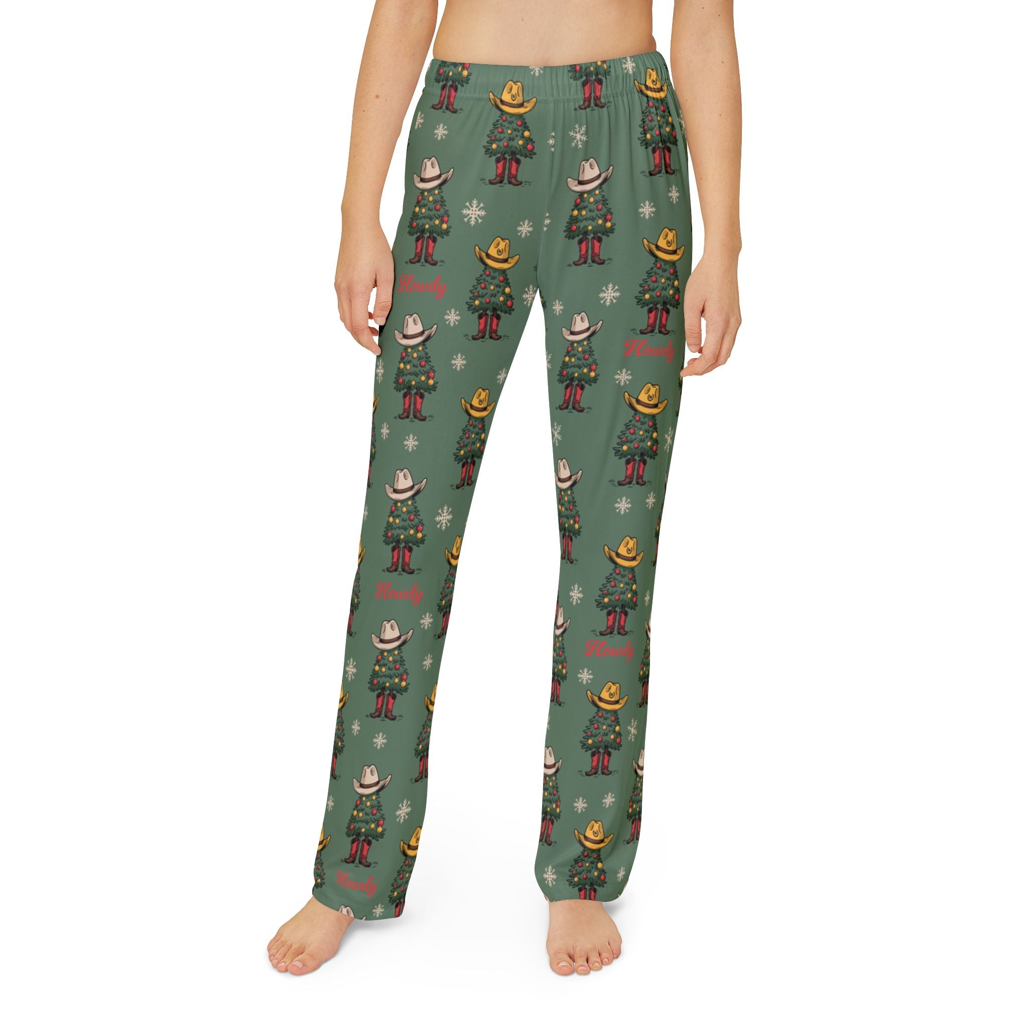 Youth Howdy Christmas Tree PJ Pant Green