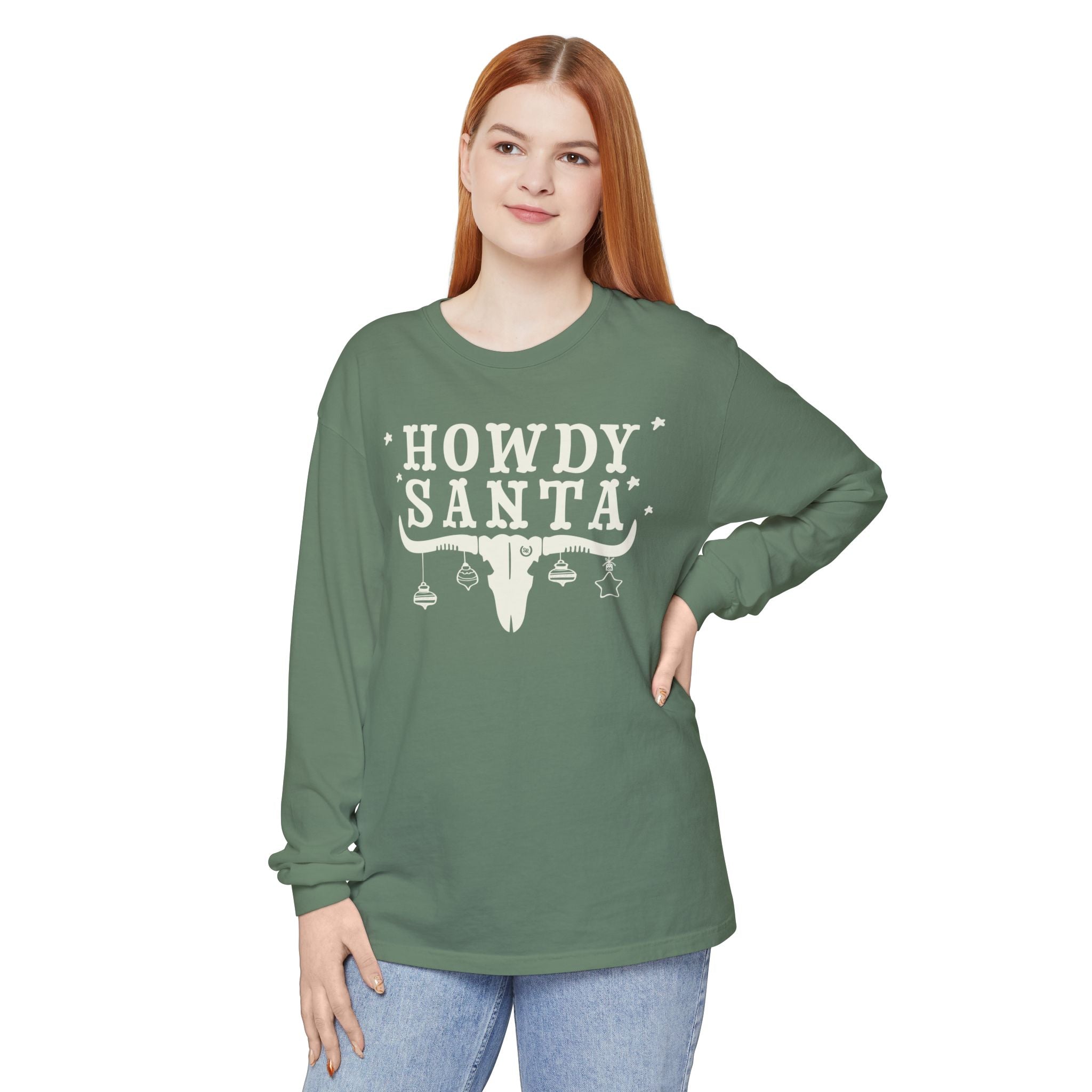 Howdy Santa Garment Dyed Long Sleeve Tee