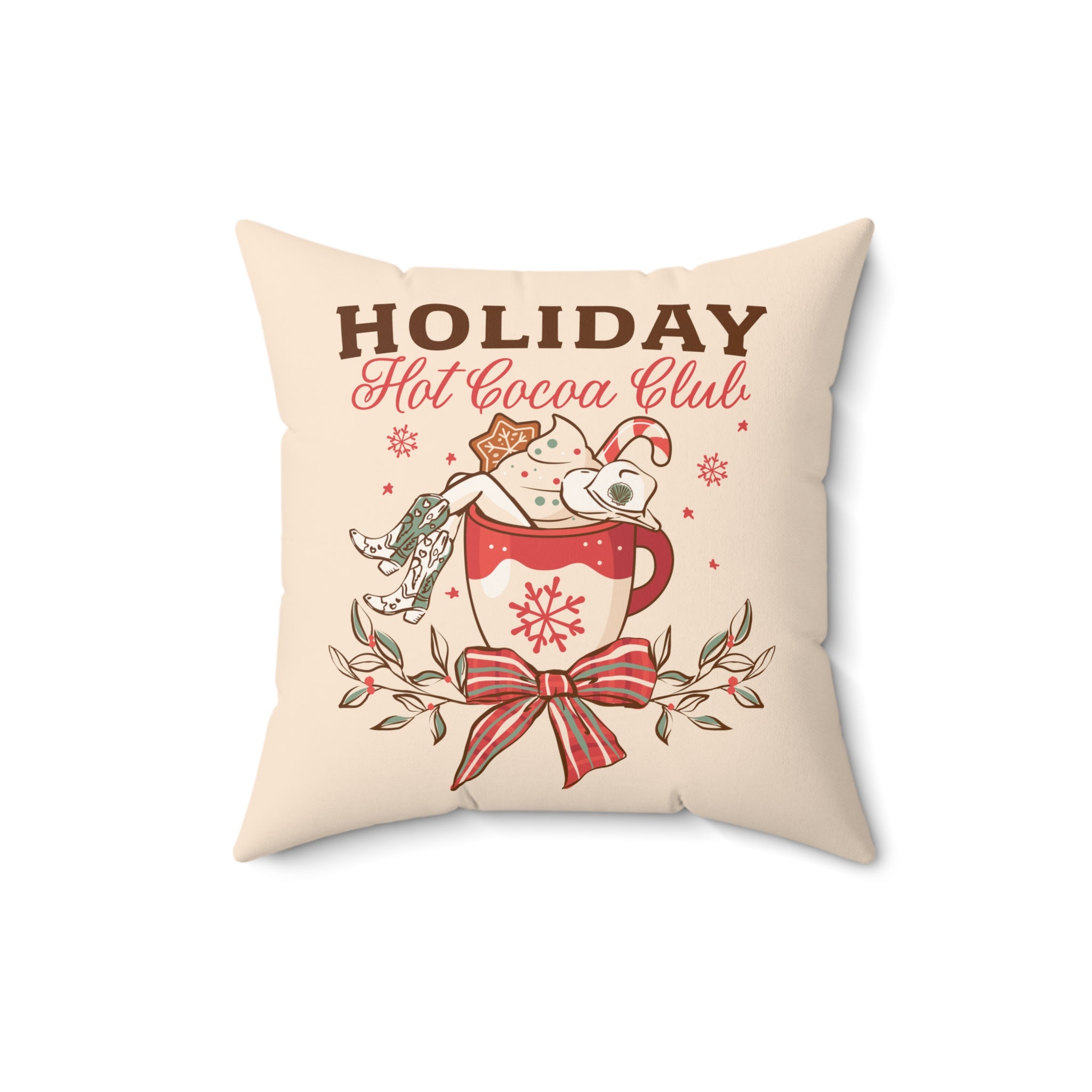 Hot Cocoa Club Faux Suede Pillow